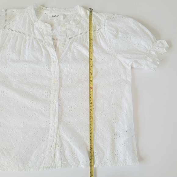 Ba&sh Birkin Cotton Eyelet Short Sleeve Blouse, M, Ecru/soft white, French chic - Picture 8 of 10